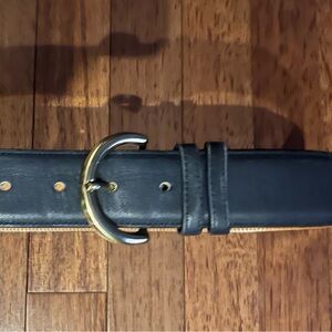 Women’s Navy Leather Coach Belt